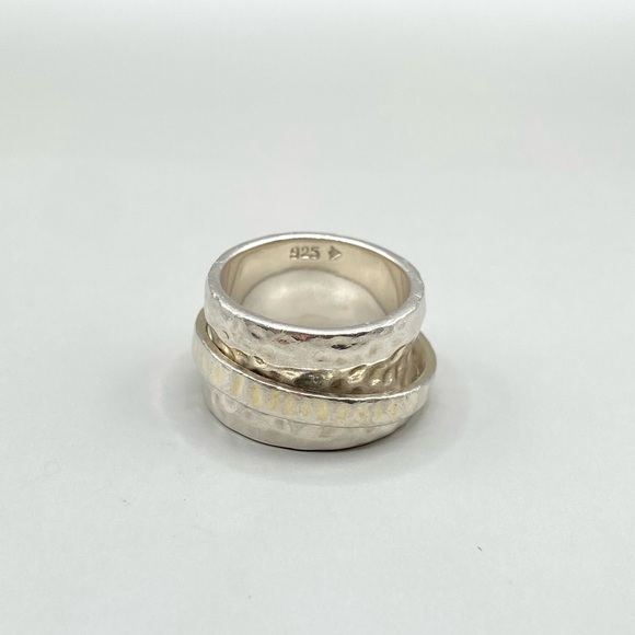 Silpada Hammered Sterling Silver and 14K Gold Spinner Ring - Picture 1 of 8
